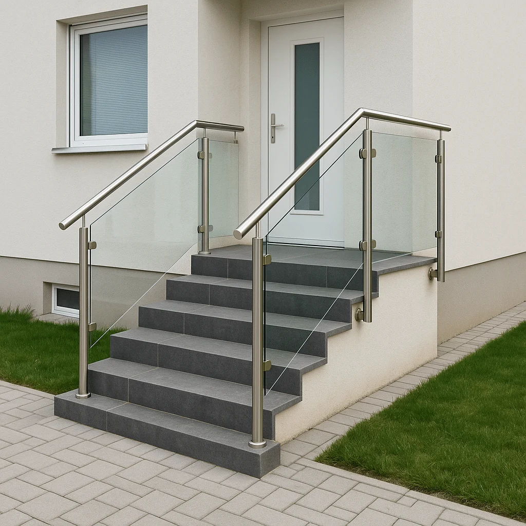 Edelstahlgeländer mit Glas nach Maß